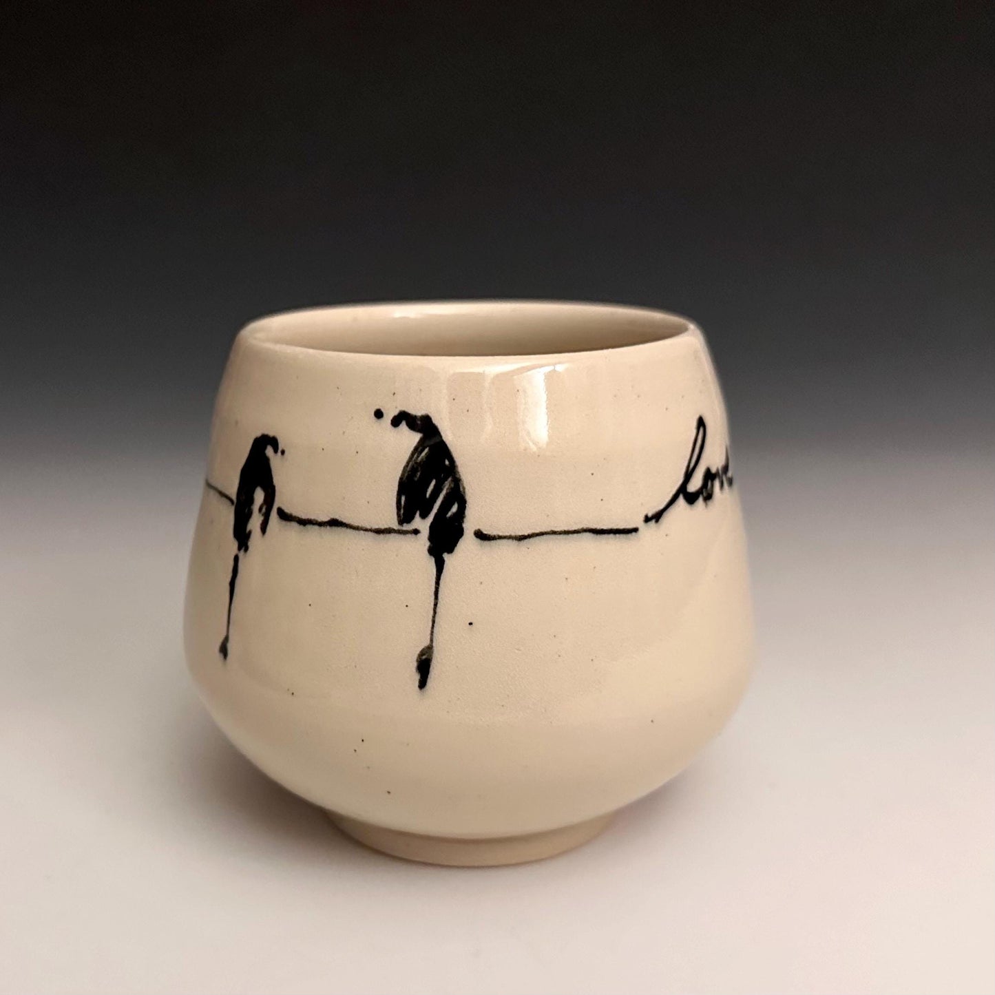 Bird on a Wire “Love Loud”  Yunomi Handleless Mug PotteryCup F2533