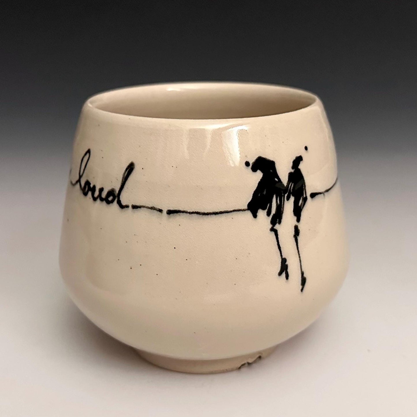 Bird on a Wire “Love Loud”  Yunomi Handleless Mug PotteryCup F2533