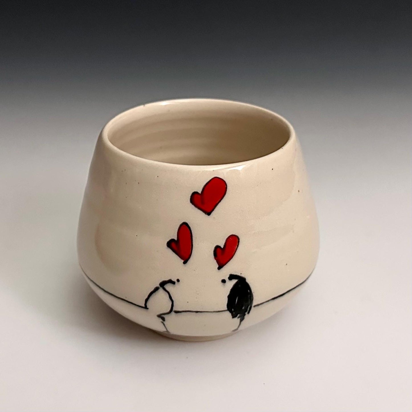 Bird on a Wire Hearts Love Birds Yunomi Handleless Mug PotteryCup F2534