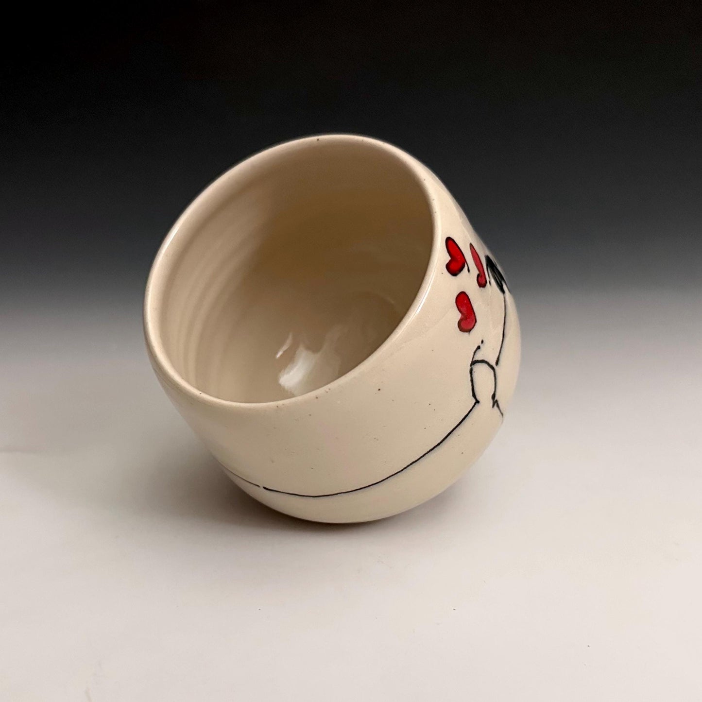 Bird on a Wire Hearts Love Birds Yunomi Handleless Mug PotteryCup F2535