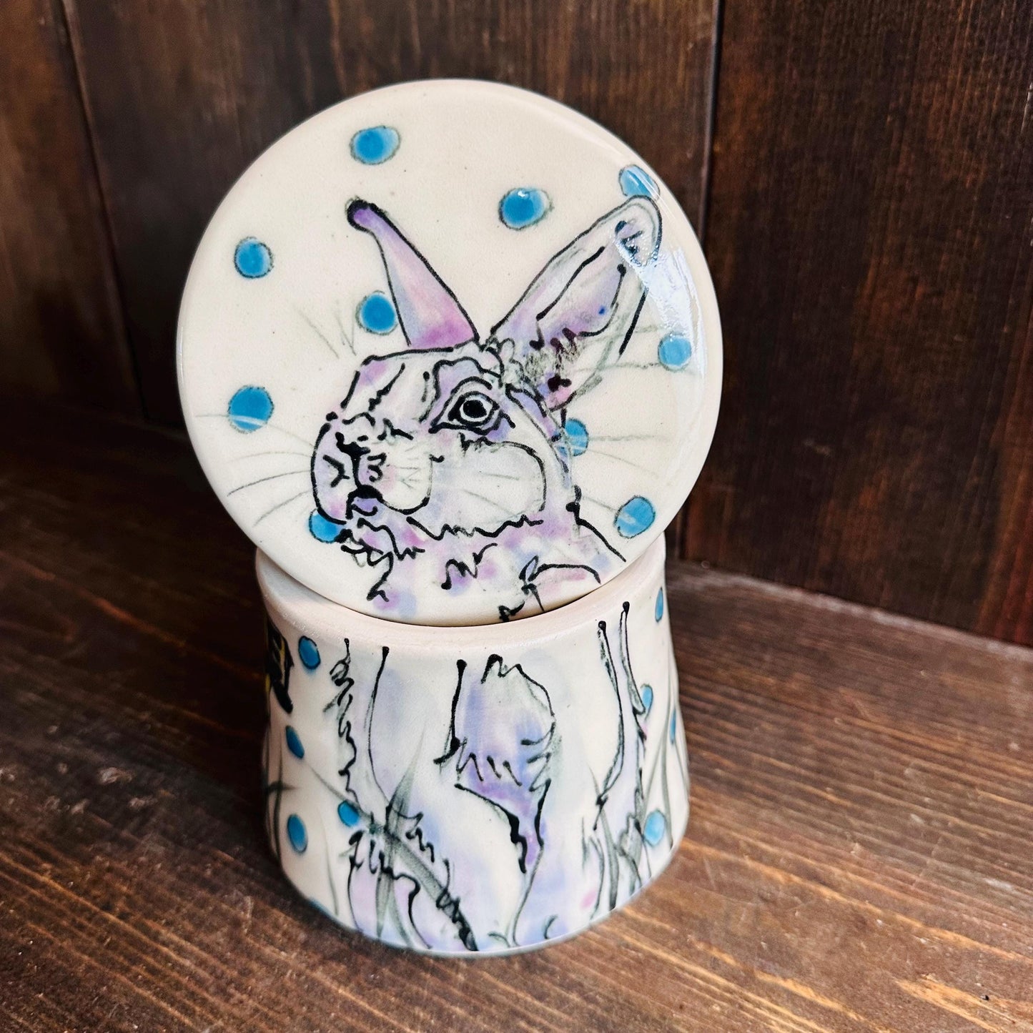 Butter Bell Bunny with Waffle House Sign French Butter Cloche Butter Dish M2537