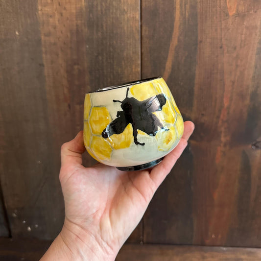 Bee Hive Yunomi Yellow Honeybee Handleless Mug Cup Tumbler M2526
